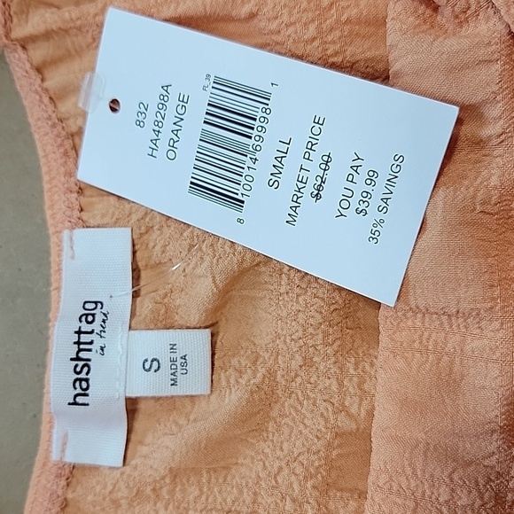 Hashtag Size S Salmon Colored Textured Ruffle Strap Halter Top, NEW with Tag - Picture 9 of 10